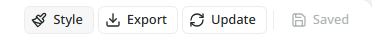 The top of a session with a report tab open. The Export button sits between Style and Update, with its tooltip Export Word showing.